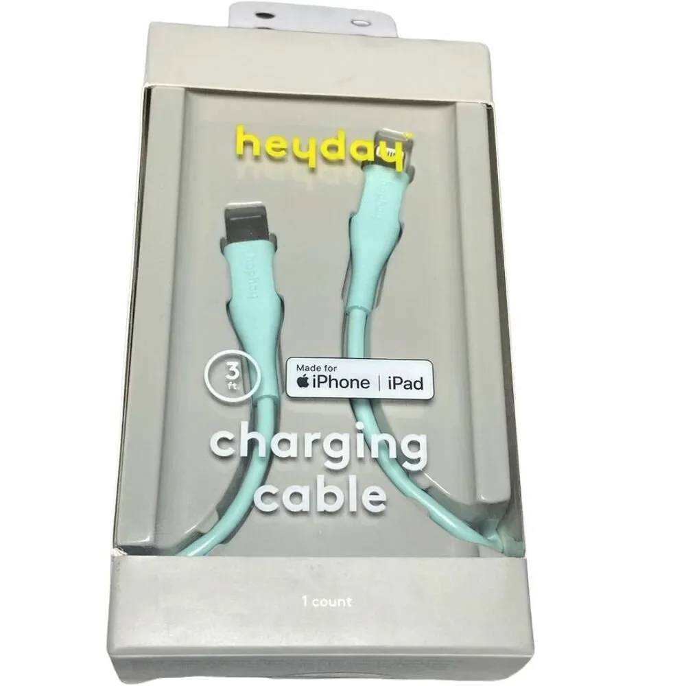Lightning to USB-C Round Cable MFi Certified 3ft Teal Fast Charger iPhone iPad